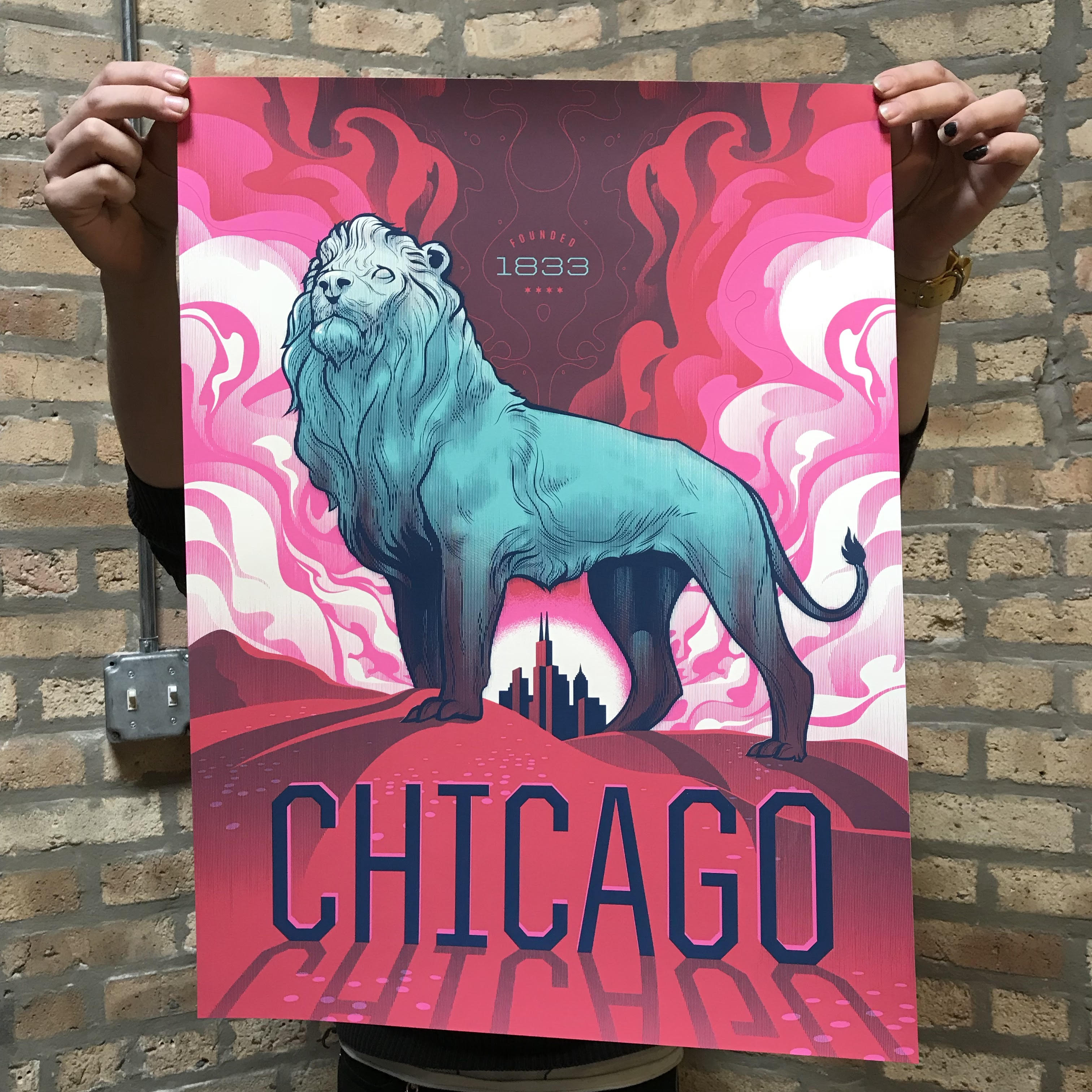 Chicago Bronze Lion Poster