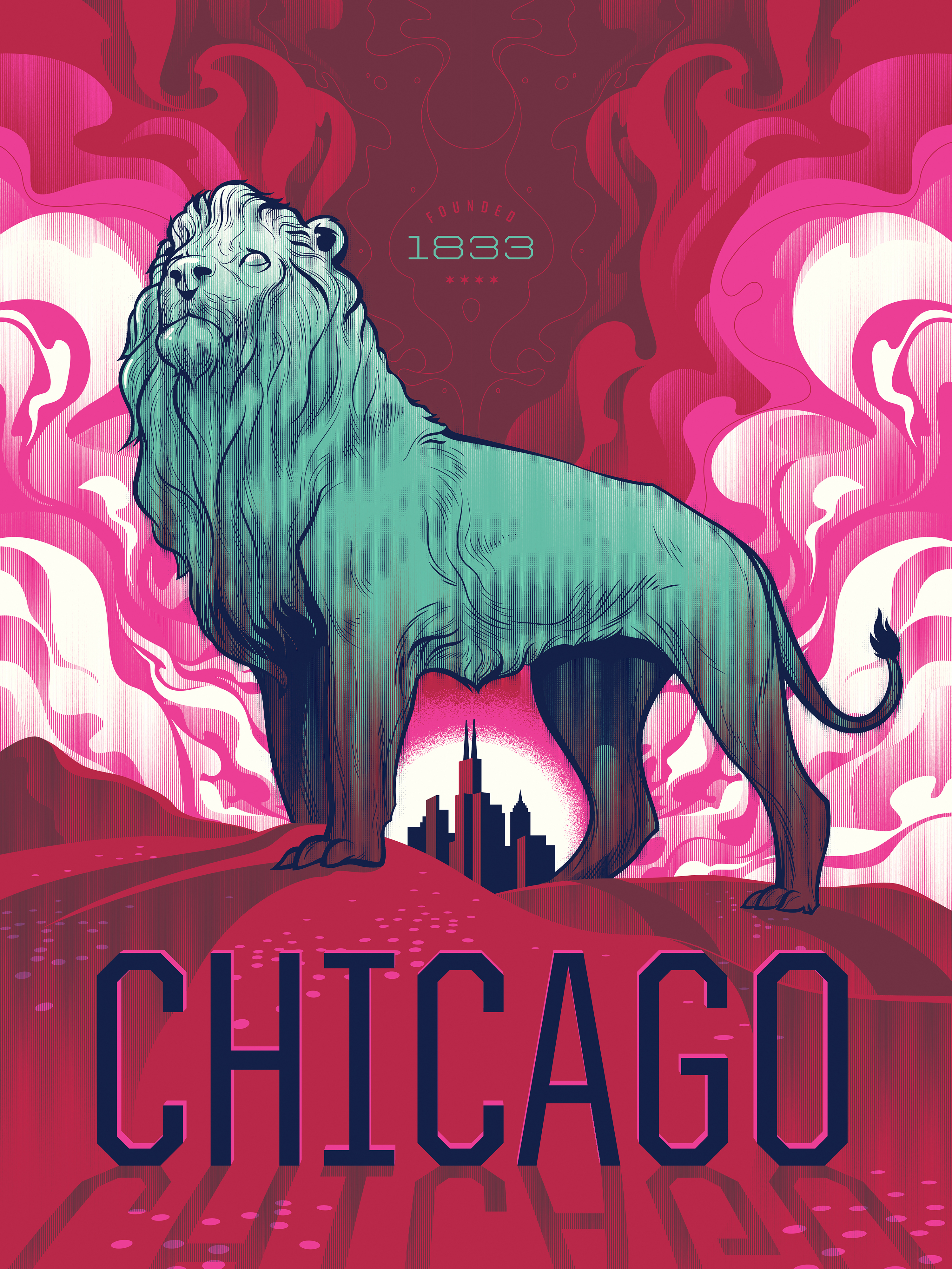 Chicago Bronze Lion Poster