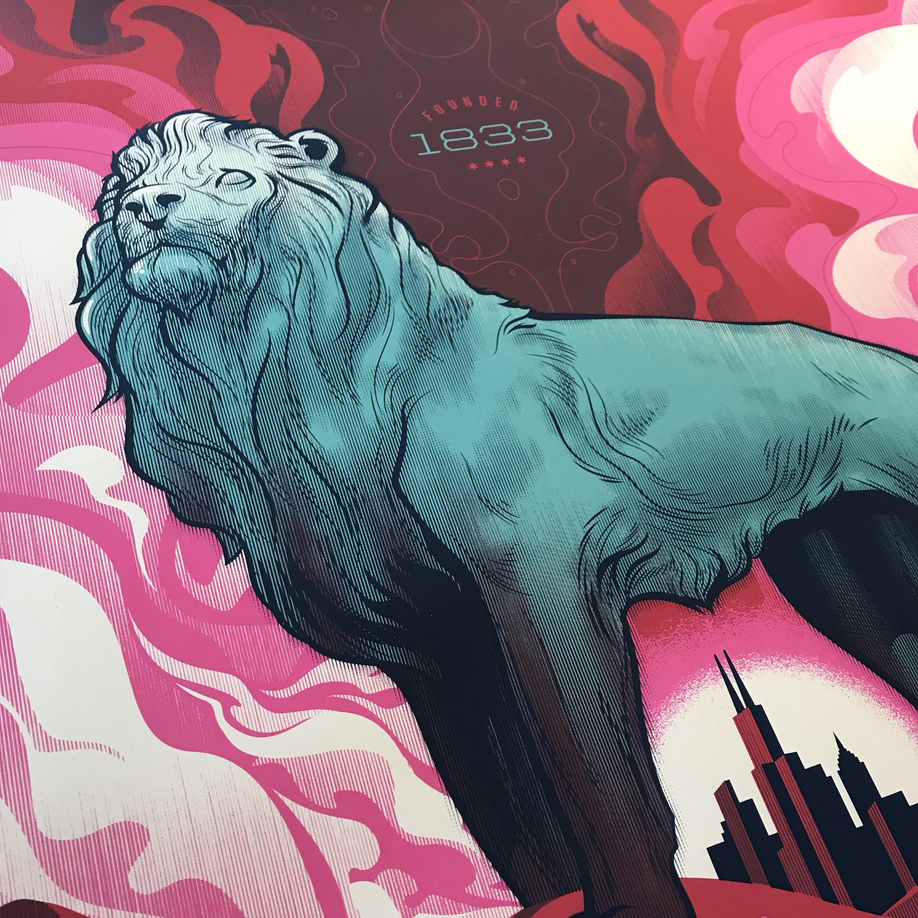 Chicago Bronze Lion Poster